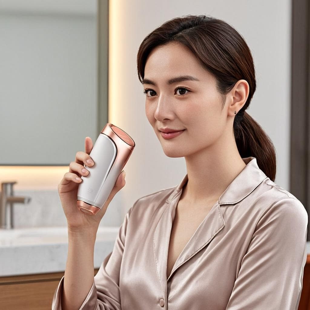 Person using Mercury IPL device for smooth, hair-free skin